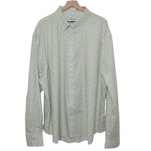 Jos. A Bank Men’s Sz 4XB Slim Fit Long Sleeve Buttoned Down Green Floral Poppy - Picture 1 of 8